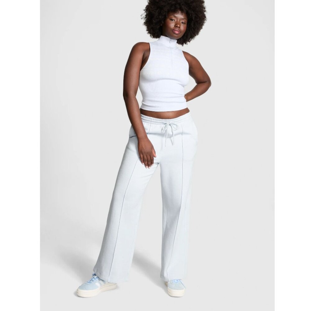 Victoria's Secret White Ivy Fleece Wide Leg Sweatpants Size Large  NWT